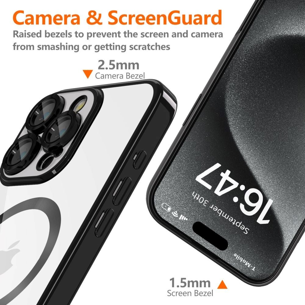 iPhone 16 Pro Tech-Protect Magflex Cover - MagSafe Kompatibel - Gennemsigtig / Sort