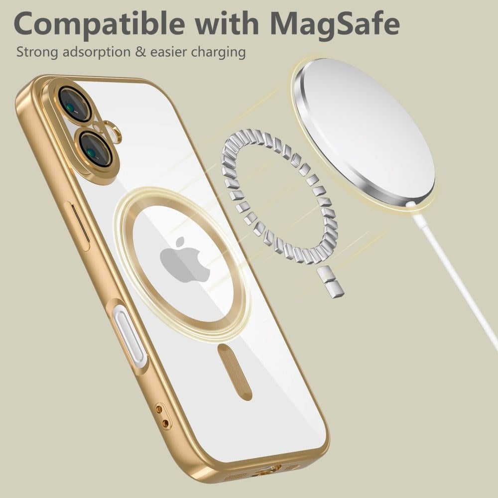 iPhone 16 Tech-Protect Magmat Cover - MagSafe Kompatibel - Gennemsigtig / Guld