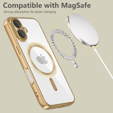 iPhone 16 Tech-Protect Magmat Cover - MagSafe Kompatibel - Gennemsigtig / Guld