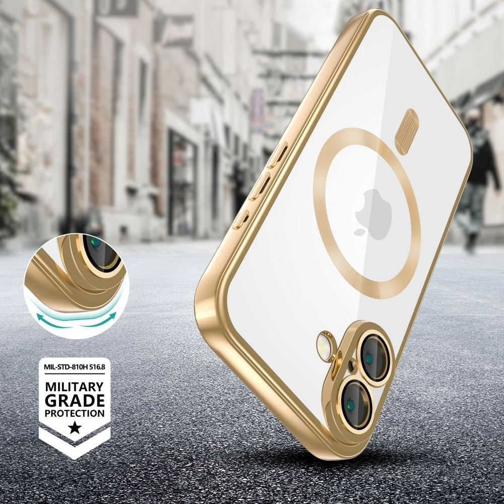 iPhone 16 Tech-Protect Magmat Cover - MagSafe Kompatibel - Gennemsigtig / Guld
