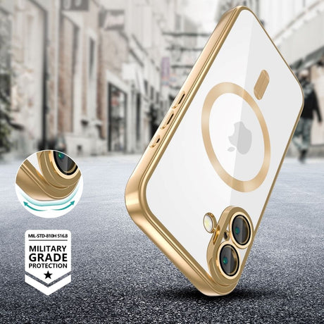 iPhone 16 Tech-Protect Magmat Cover - MagSafe Kompatibel - Gennemsigtig / Guld