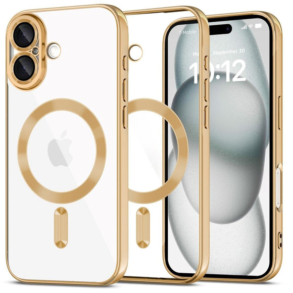 iPhone 16 Tech-Protect Magmat Cover - MagSafe Kompatibel - Gennemsigtig / Guld