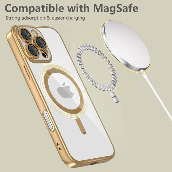 iPhone 16 Pro Tech-Protect Magflex Cover - MagSafe Kompatibel - Gennemsigtig / Guld