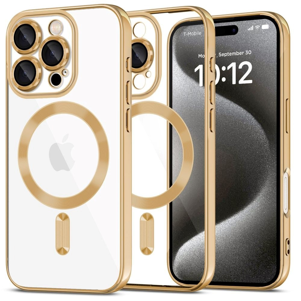 iPhone 16 Pro Max Tech-Protect Magmat Cover - MagSafe Kompatibel - Gennemsigtig / Guld