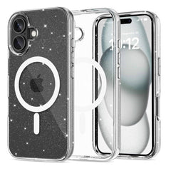 iPhone 16 Tech-Protect Flexair Hybrid Cover - MagSafe Kompatibel - Gennemsigtig / Glitter