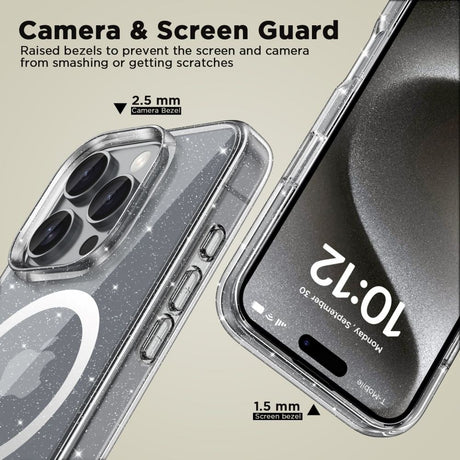 iPhone 16 Pro Tech-Protect Flexair Hybrid Cover - MagSafe Kompatibel - Gennemsigtig / Glitter