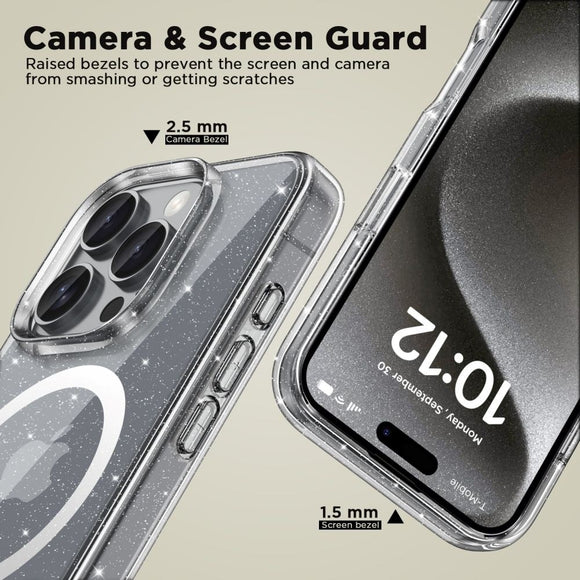 iPhone 16 Pro Tech-Protect Flexair Hybrid Cover - MagSafe Kompatibel - Gennemsigtig / Glitter
