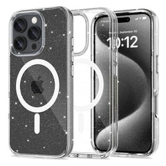 iPhone 16 Pro Tech-Protect Flexair Hybrid Cover - MagSafe Kompatibel - Gennemsigtig / Glitter