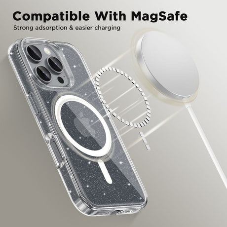 iPhone 16 Pro Max Tech-Protect Flexair Hybrid Cover - MagSafe Kompatibel - Gennemsigtig / Glitter
