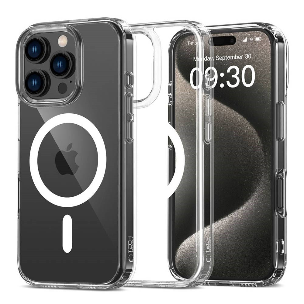 iPhone 16 Pro Tech-Protect Flexair Hybrid Cover - MagSafe Kompatibel - Gennemsigtig