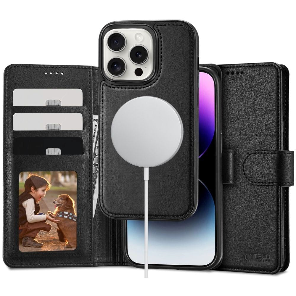 iPhone 16 Pro Tech-Protect Wallet m. Pung & Magnet - MagSafe Kompatibel - Sort