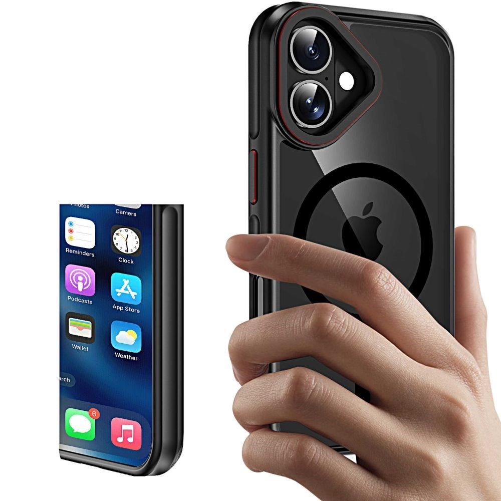 iPhone 16 Tech-Protect Maghybrid Cover - MagSafe Kompatibel - Sort / Rød