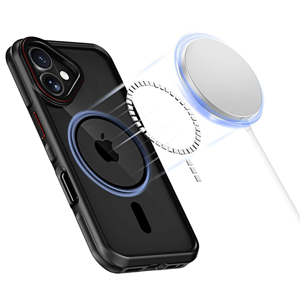 iPhone 16 Tech-Protect Maghybrid Cover - MagSafe Kompatibel - Sort / Rød