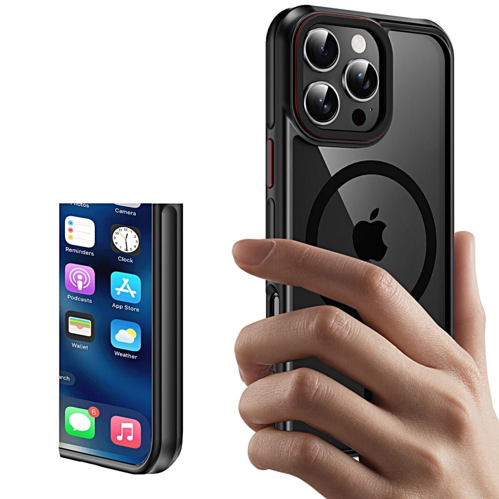 iPhone 16 Pro Tech-Protect Maghybrid Cover - MagSafe Kompatibel - Sort / Rød