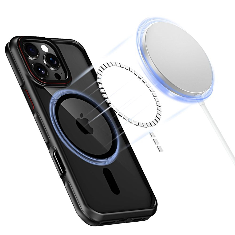 iPhone 16 Pro Tech-Protect Maghybrid Cover - MagSafe Kompatibel - Sort / Rød
