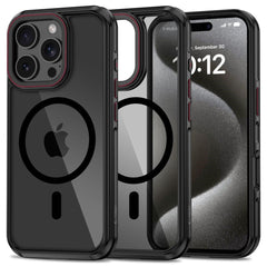 iPhone 16 Pro Max Tech-Protect Maghybrid Cover - MagSafe Kompatibel - Sort / Rød