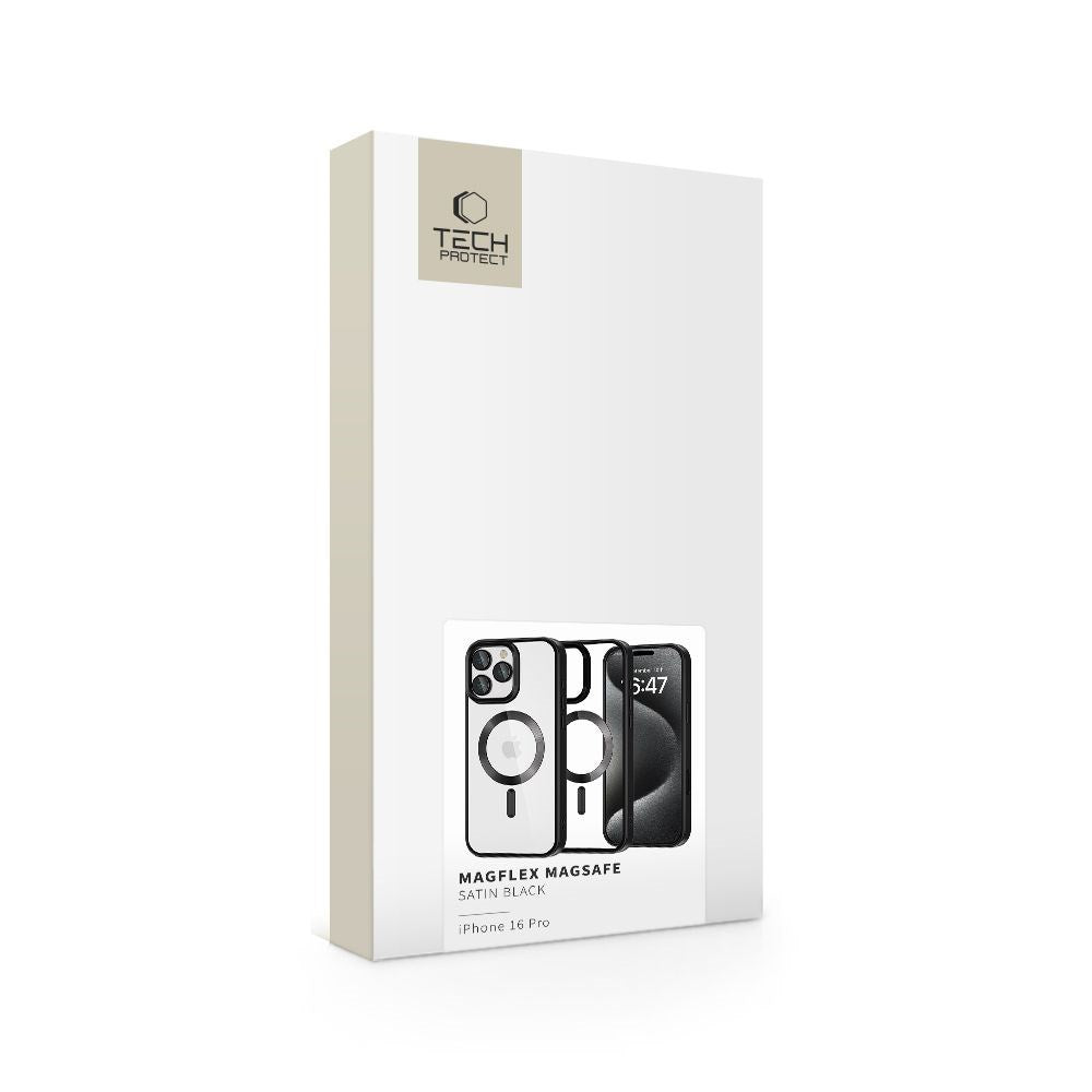 iPhone 16 Pro Tech-Protect Magflex Cover - MagSafe Kompatibel - Gennemsigtig / Satin Sort