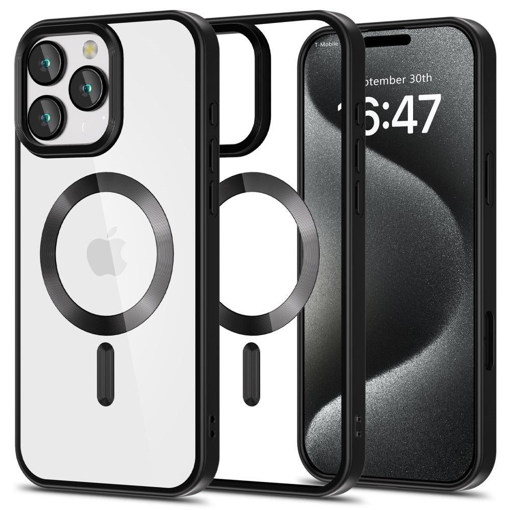 iPhone 16 Pro Max Tech-Protect Magflex Cover - MagSafe Kompatibel - Gennemsigtig / Satin Sort