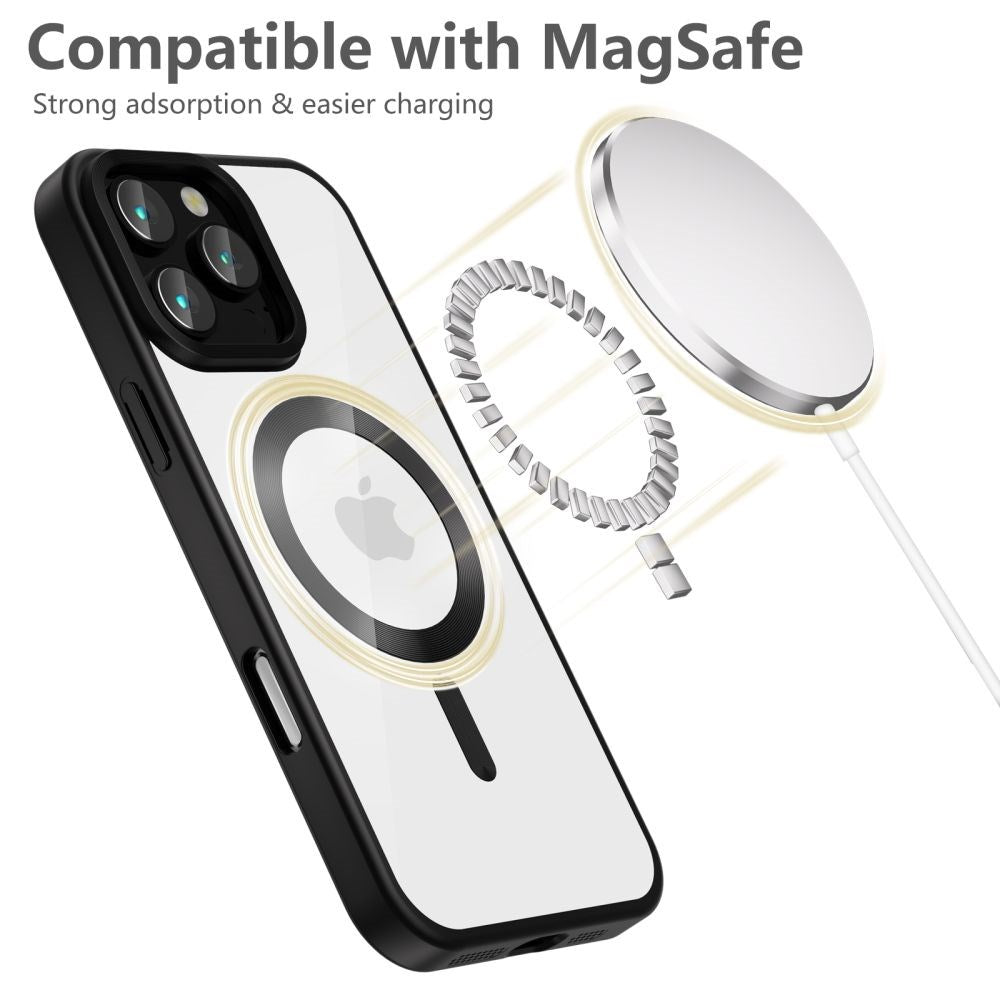 iPhone 16 Pro Max Tech-Protect Magflex Cover - MagSafe Kompatibel - Gennemsigtig / Satin Sort
