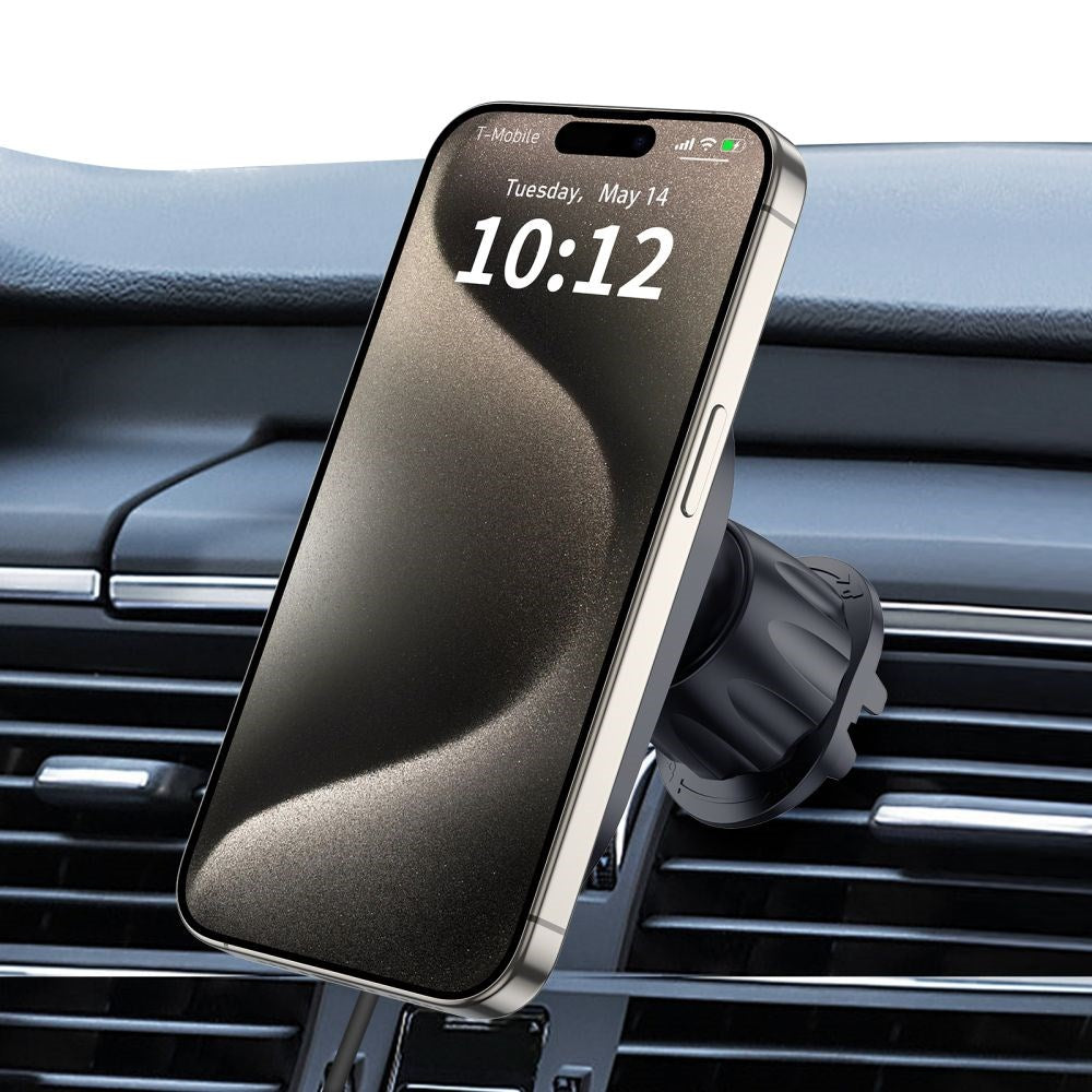Tech-Protect Magnetisk Mobilholder til Bil m. Trådløs Opladning og USB-C til USB-C Kabel - MagSafe Kompatibel - Sort