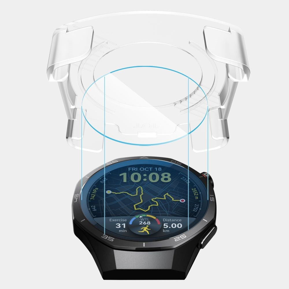 Huawei Watch GT 5 Pro (46mm) Tech-Protect Easy Set+ Skærmbeskyttelsessæt m. Monteringsramme - 2 stk. - Gennemsigtig