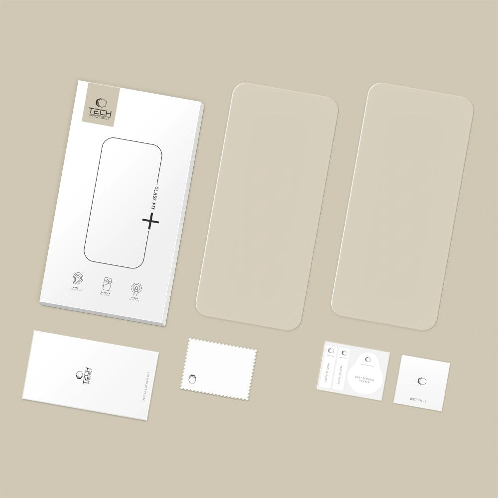 iPhone 17 Pro Max / 16 Pro Max Tech-Protect Glass Fit+ Skærmbeskyttelsesglas - 2 stk - Gennemsigtig