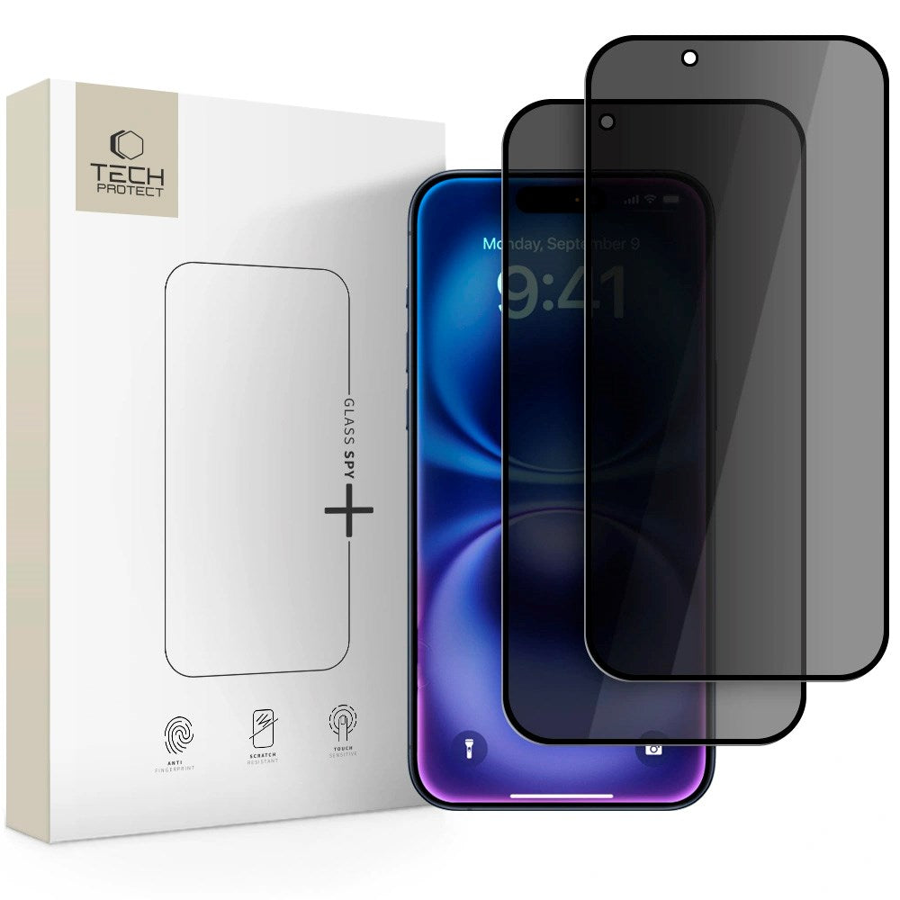 iPhone Air Tech-Protect Glass Spy+ Skærmbeskyttelsesglas - Privacy Funktion - 2 stk - Gennemsigtig