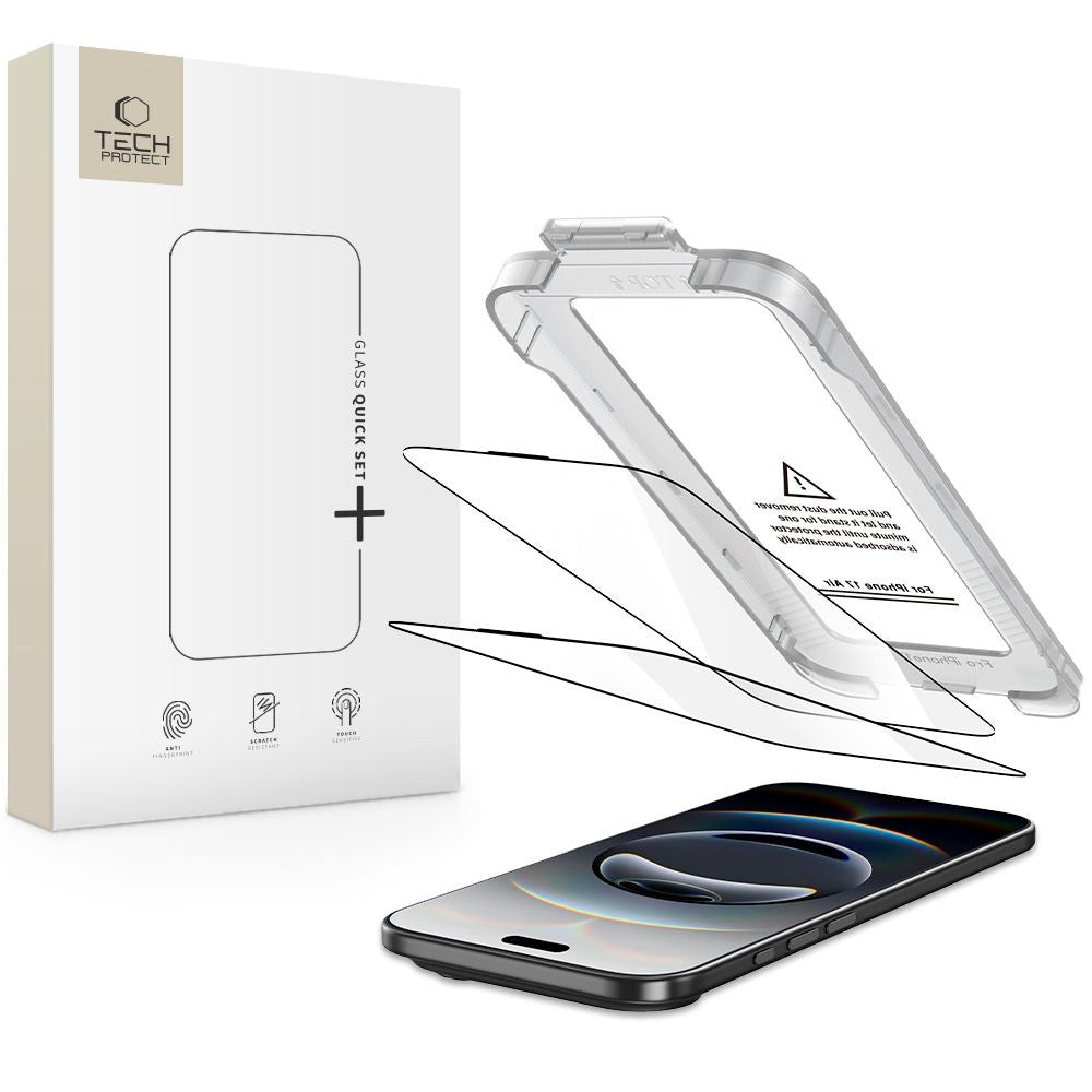 iPhone Air Tech-Protect Quick Set+ Skærmbeskyttelsesglas - 2 stk - Gennemsigtig / Sort Kant