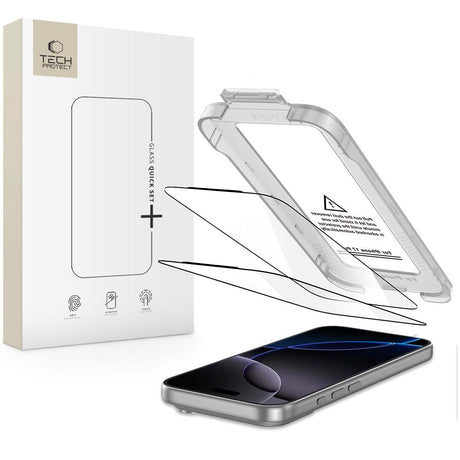 iPhone 17 Pro Tech-Protect Quick Set+ Skærmbeskyttelsesglas - 2 stk - Gennemsigtig / Sort Kant