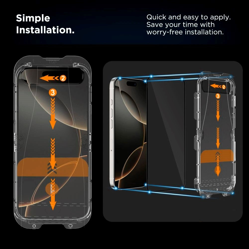 iPhone 17 Pro Max Tech-Protect Quick Set+ Skærmbeskyttelsesglas - 2 stk - Gennemsigtig / Sort Kant