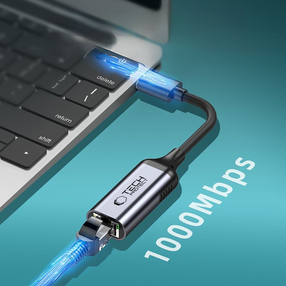 USB-A til Ethernet RJ45 Adapter Tech-Protect UltraBoost - 1000Mbps - Sort