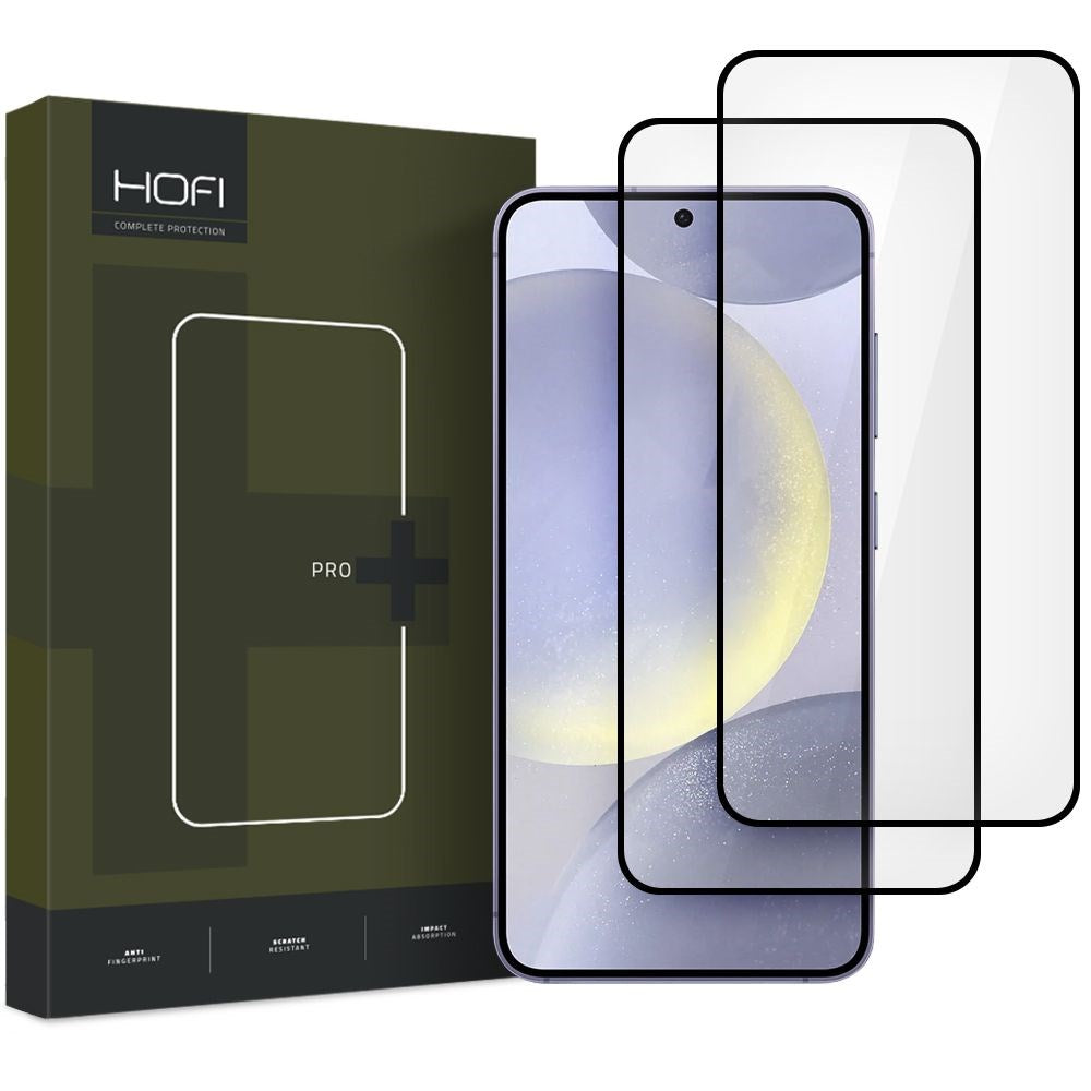 Samsung Galaxy S25 Hofi Glass Pro+ Skærmbeskyttelse - Case Friendly - 2-Pak - Sort Kant