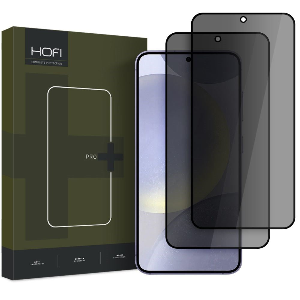Samsung Galaxy S25 Hofi Glass Pro+ Skærmbeskyttelse m. Privacy Funktion - Case Friendly - 2-Pak - Sort Kant