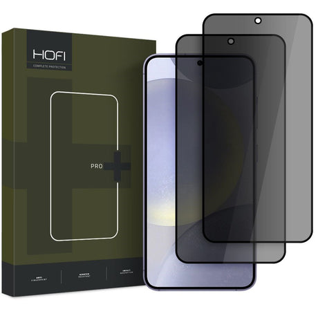 Samsung Galaxy S25 Hofi Glass Pro+ Skærmbeskyttelse m. Privacy Funktion - Case Friendly - 2-Pak - Sort Kant
