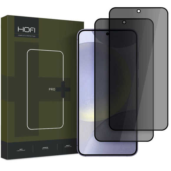 Samsung Galaxy S25 Hofi Glass Pro+ Skærmbeskyttelse m. Privacy Funktion - Case Friendly - 2-Pak - Sort Kant