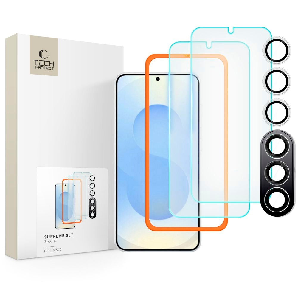 Samsung Galaxy S25 - 3-i-1 Tech-Protect Supreme Sæt - Gennemsigtig