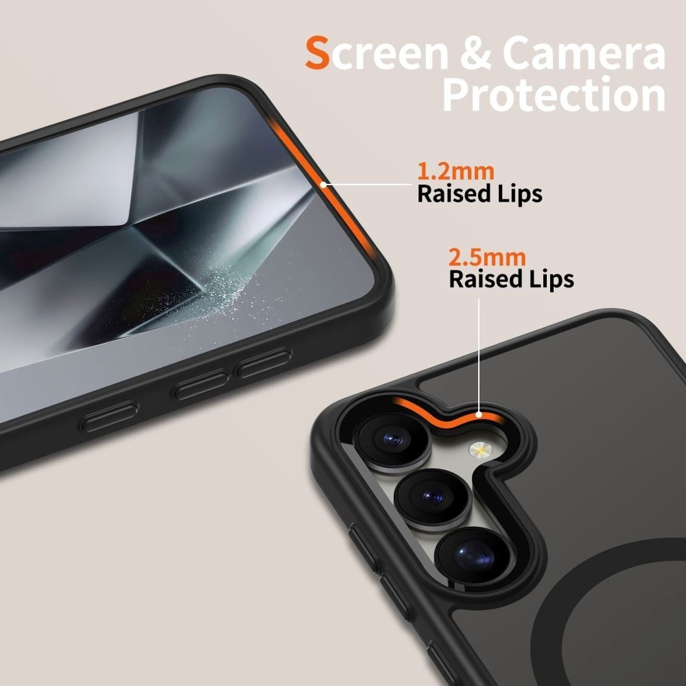 Samsung Galaxy S25 Tech-Protect Magmat Cover - MagSafe Kompatibel - Gennemsigtig / Sort