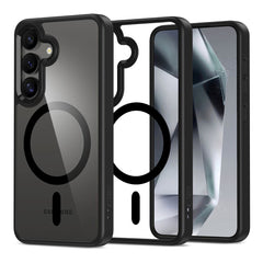 Samsung Galaxy S25 Tech-Protect Magmat Cover - MagSafe Kompatibel - Gennemsigtig / Sort