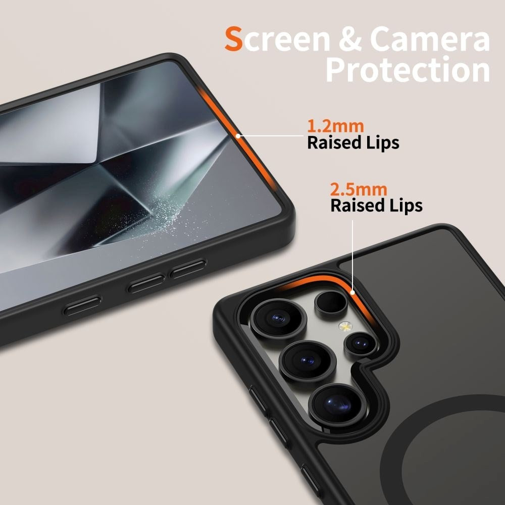 Samsung Galaxy S25 Ultra Tech-Protect Magmat Cover - MagSafe Kompatibel - Gennemsigtig / Sort