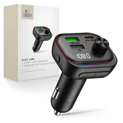Tech-Protect Biloplader m. USB-A & USB-C / FM Bluetooth Transmitter - Sort