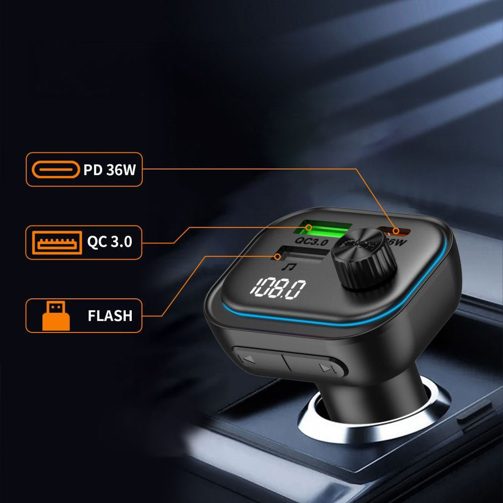 Tech-Protect Biloplader m. USB-A & USB-C / FM Bluetooth Transmitter - Sort