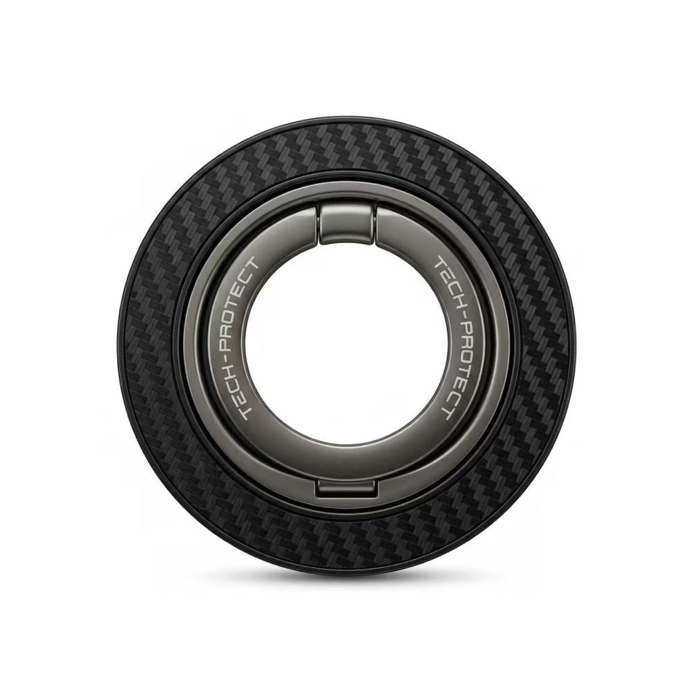 Tech-Protect MagSafe Ring Holder til Mobil m. Carbon Design - MagSafe Kompatibel - Sort