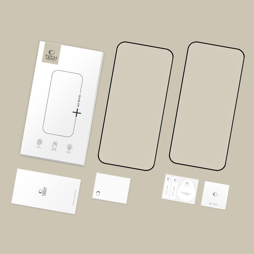 Xiaomi 17T Tech-Protect Glass Fit+ Hærdet Skærmbeskyttelsesglas - 2 stk - Gennemsigtig / Sort Kant