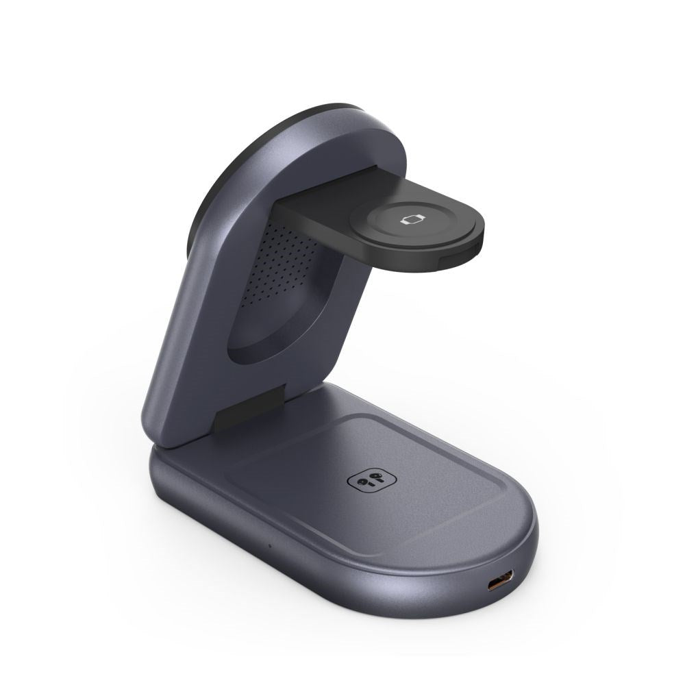 Tech-Protect A53 3-in-1 25W Trådløs Oplader: Smartphone & Smartwatch & Høretelefoner - MagSafe / Qi2 Kompatibel - Mørkegrå