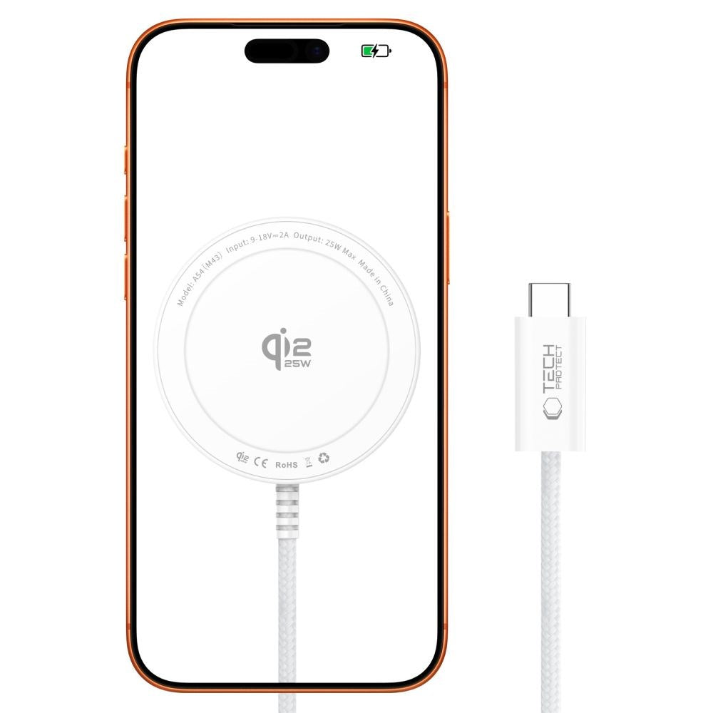 Trådløs MagSafe Oplader Tech-Protect A54 25W - Hvid