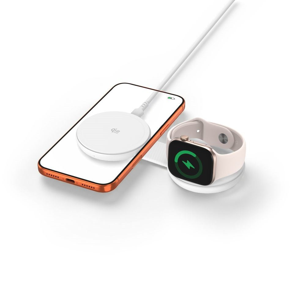 Trådløs 2-i-1 MagSafe Oplader Tech-Protect A55 25W - Hvid