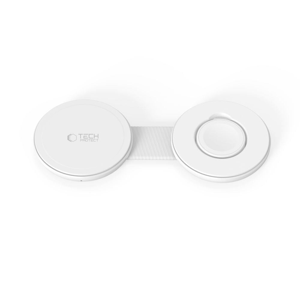Trådløs 2-i-1 MagSafe Oplader Tech-Protect A55 25W - Hvid