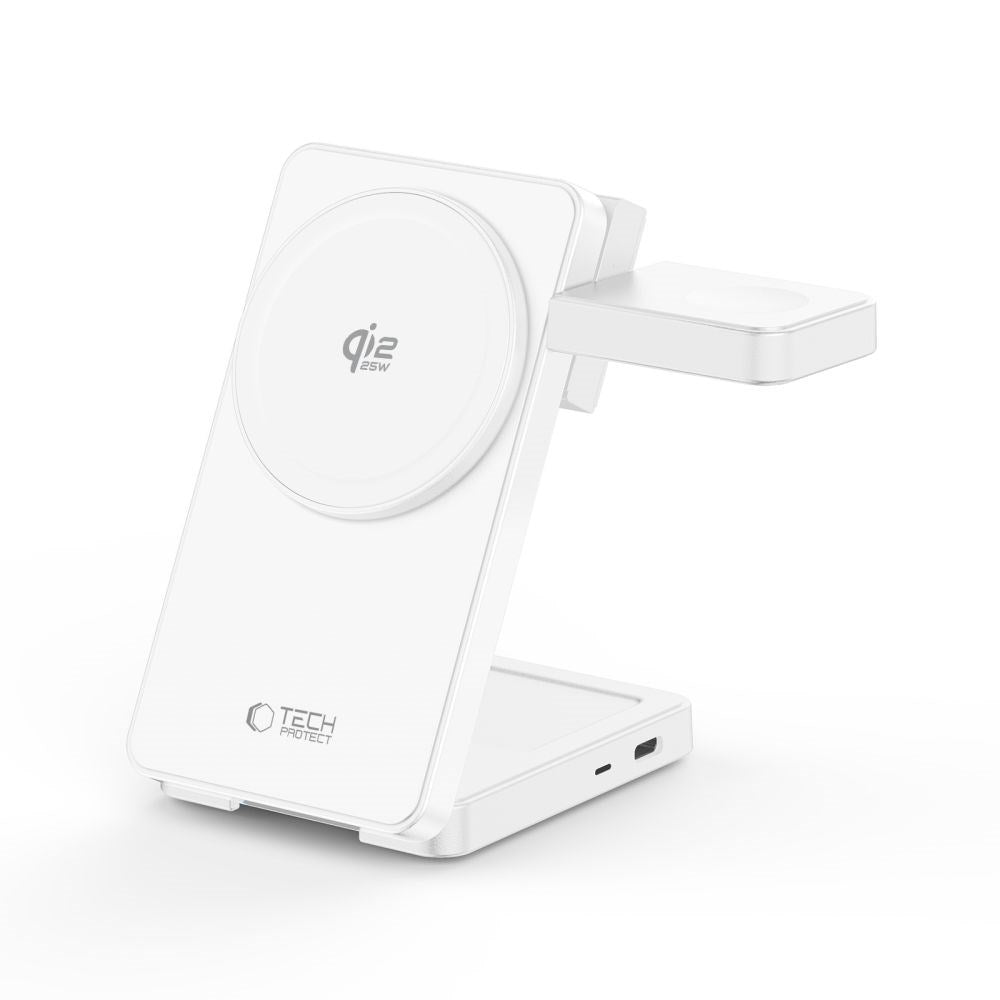 Trådløs 3-i-1 MagSafe Oplader Tech-Protect A56 25W - Hvid