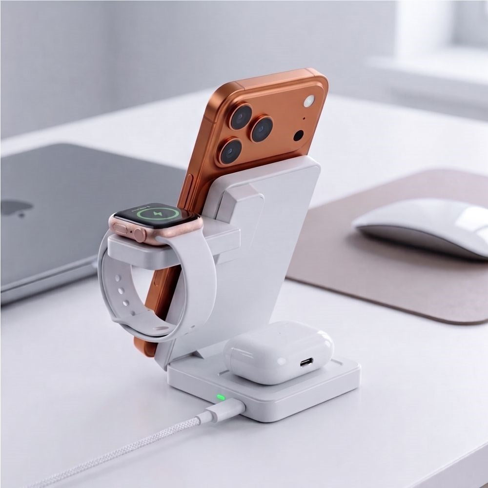 Trådløs 3-i-1 MagSafe Oplader Tech-Protect A56 25W - Hvid