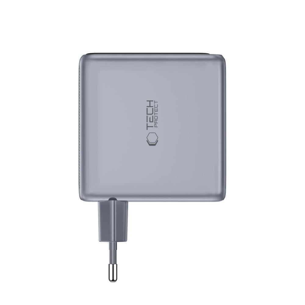 4-i-1 Vægoplader 140W m. 1x USB-A og 3x USB-C Tech-Protect PowerVision NC140W-GaN - Grå